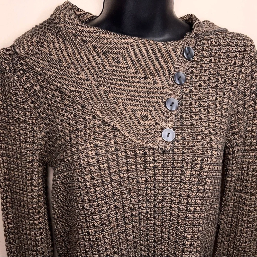 Small Eight Eight Eight Brown Cowl Neck Long Sleeve Sweater Cotton Knit